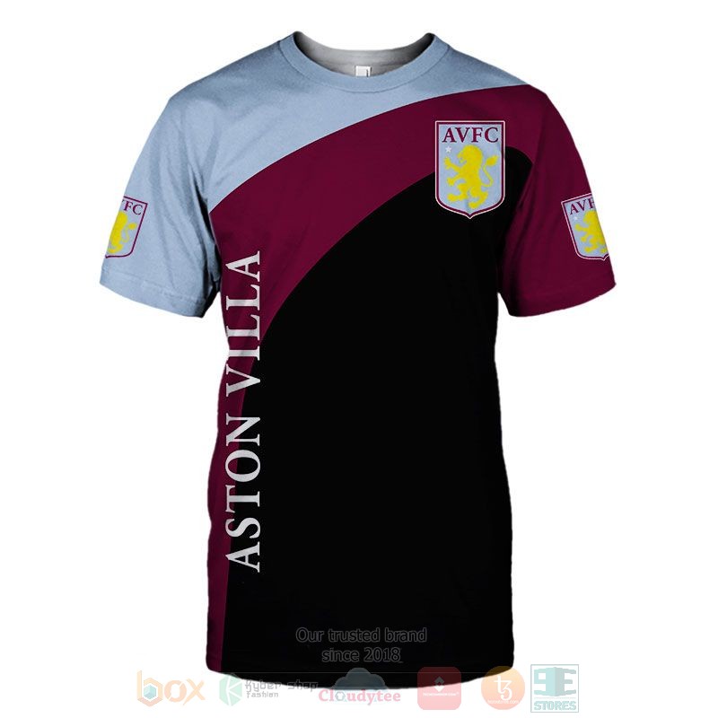 Aston Villa FC Claret Blue Black T-Shirt Aston Villa FC Claret Blue Black T-Shirt
