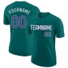 Custom Aqua Purple-White T-Shirt