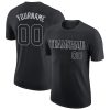 Custom Black Black-Gray T-Shirt