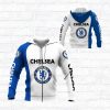 Chelsea FC White Blue Zip Up Hoodie