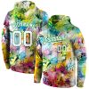 Custom Graffiti Pattern White-Kelly Green 3D Sports Pullover Hoodie