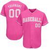 Custom Pink White Baseball Jersey