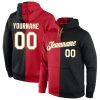 Custom Red White-Black Split Fashion Sports Pullover Hoodie