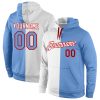 Custom White Light Blue-Red Split Fashion Sports Pullover Hoodie