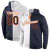 Custom White Navy-Orange Split Fashion Sports Pullover Hoodie