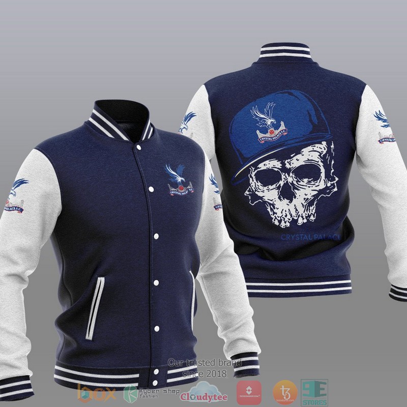 Crystal Palace FC Dark Blue Skull Baseball Jacket Crystal Palace FC Dark Blue Skull Baseball Jacket