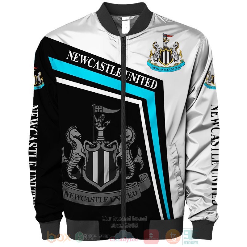 Newcastle United FC Black White Bomber Jacket V3 Newcastle United FC Black White Bomber Jacket V3