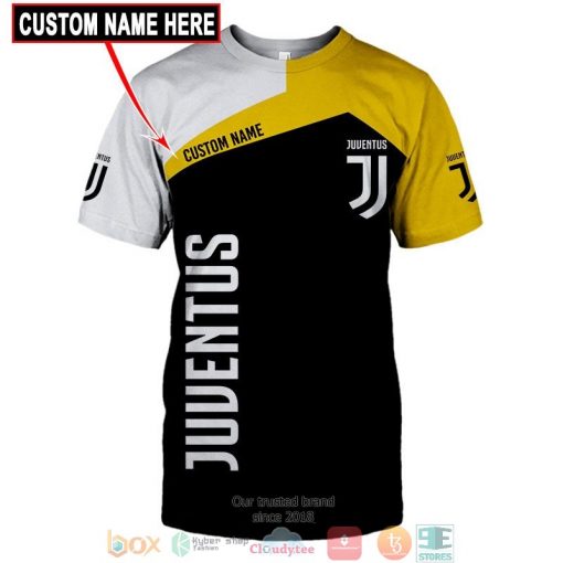 Juventus FC Custom Name Black Yellow T-Shirt