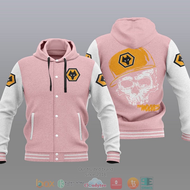 Wolverhampton Wanderers FC Pink Skull Baseball Jacket Wolverhampton Wanderers FC Pink Skull Baseball Jacket