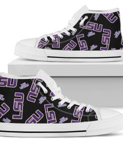 NCAA LSU Tigers Script Logo Pattern High Top Shoes