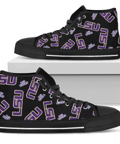 Alternative view of NCAA LSU Tigers Script Logo Pattern High Top Shoes