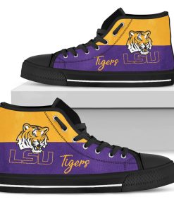 Alternative view of NCAA LSU Tigers Divided Colours Stunning Logo High Top Shoes
