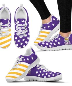 NCAA LSU Tigers American Flag Running Shoes