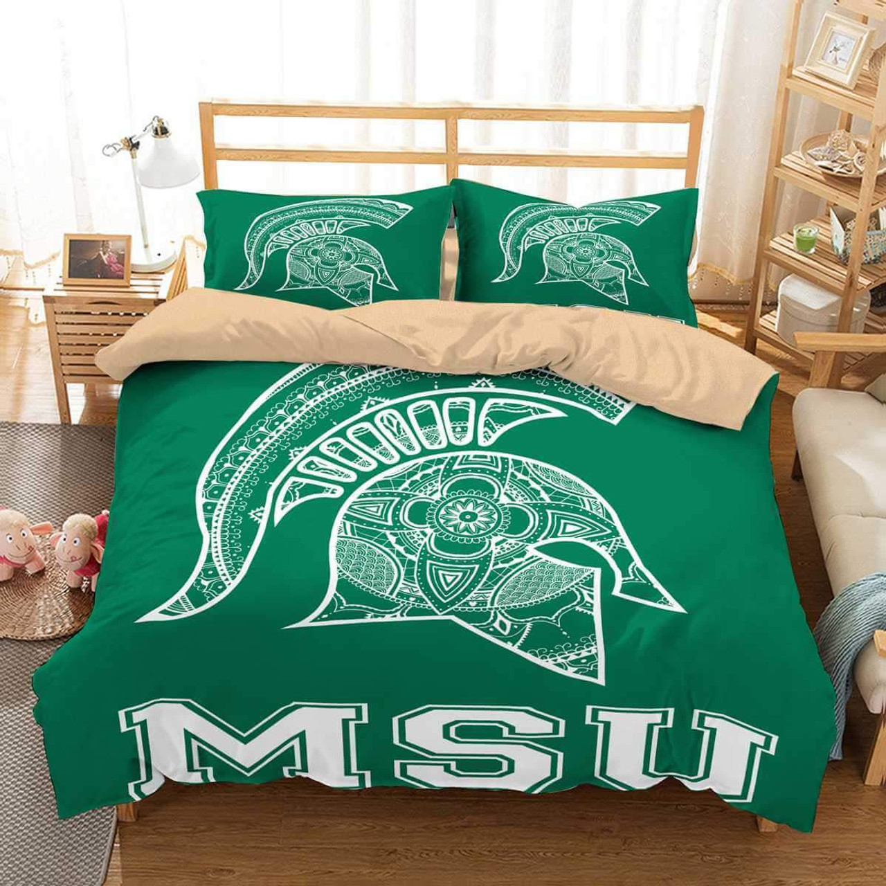 NCAA Michigan State Spartans Green Bedding Set