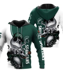 NCAA Michigan State Spartans Jack Skellington And Zero Pullover Hoodie