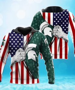 NCAA Michigan State Spartans American Flag Pullover Hoodie