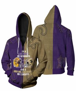 NCAA LSU Tigers On Saturdays And New Orleans Saints On Sundays Zip Up Hoodie