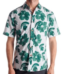 NCAA Michigan State Spartans Hibiscus White Hawaiian Shirt