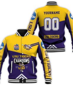 NCAA LSU Tigers Custom Name Number Peach Bowl Champions 2019 Baseball Jacket