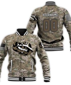 NCAA LSU Tigers Custom Name Number Camo Baseball Jacket