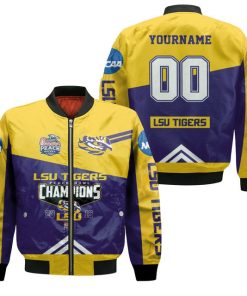 NCAA LSU Tigers Custom Name Number Peach Bowl Champions 2019 Bomber Jacket