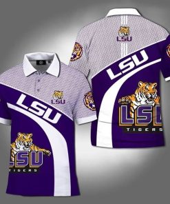 NCAA LSU Tigers Purple With Mascot Logo Polo Shirt