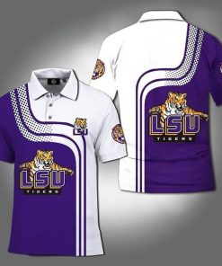 NCAA LSU Tigers Purple White Polo Shirt