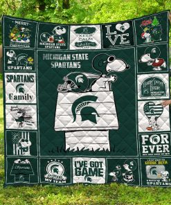NCAA Michigan State Spartans Snoopy Quilt Blanket