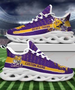 NCAA LSU Tigers Custom Name Purple Logo Max Soul Shoes
