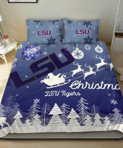 NCAA LSU Tigers Merry Christmas Gift Bedding Set