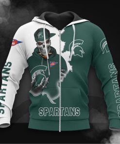 NCAA Michigan State Spartans Skull Zip Up Hoodie