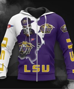 NCAA LSU Tigers Skull Zip Up Hoodie