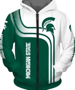 NCAA Michigan State Spartans Green White Zip Up Hoodie