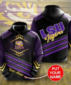 NCAA LSU Tigers Custom Name Black Pullover Hoodie