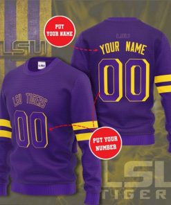 NCAA LSU Tigers Custom Name Number Purple Sweater