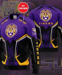 NCAA LSU Tigers Custom Name Purple Gold Sweater