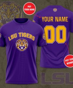 NCAA LSU Tigers Custom Name Number Purple T-Shirt