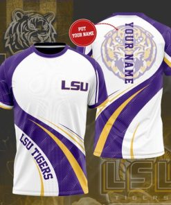 NCAA LSU Tigers Custom Name White T-Shirt