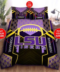 NCAA LSU Tigers Custom Name Black Bedding Set