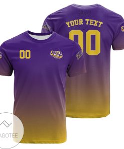 NCAA LSU Tigers Custom Text Number Purple T-Shirt
