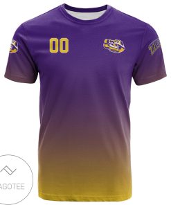 Alternative view of NCAA LSU Tigers Custom Text Number Purple T-Shirt