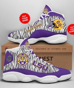 NCAA LSU Tigers Custom Name Number Camo Air Jordan 13 Shoes