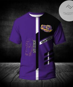 NCAA LSU Tigers Custom Text Purple T-Shirt