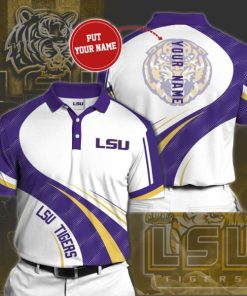 NCAA LSU Tigers Custom Name White Polo Shirt