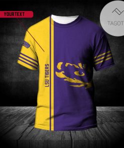 NCAA LSU Tigers Custom Text Purple Gold T-Shirt