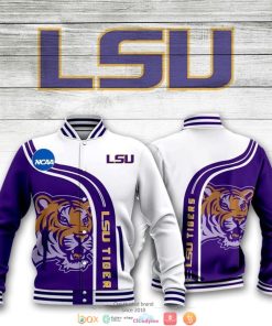 NCAA LSU Tigers Purple White Logo Baseball Jacket