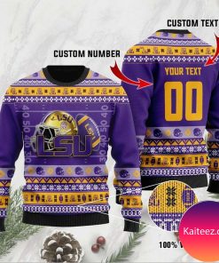 NCAA LSU Tigers Custom Text Number Logo Sweater