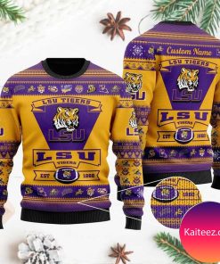 NCAA LSU Tigers Custom Name Gold Sweater