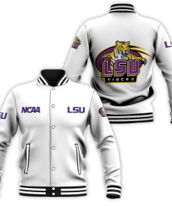 NCAA LSU Tigers White Baseball Jacket