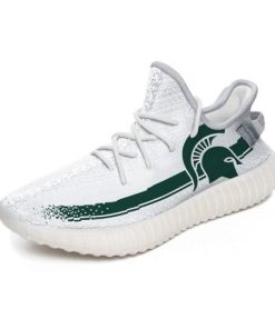 Alternative view of NCAA Michigan State Spartans White Yeezy Boost Sneakers